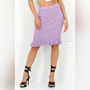 Size XXL BCBG Paris Textured Womens Purple Ribbed Sweater Skirt Stretchy Pull On
